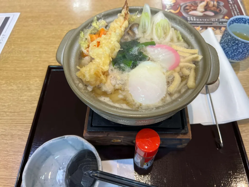 海老天鍋焼きうどん