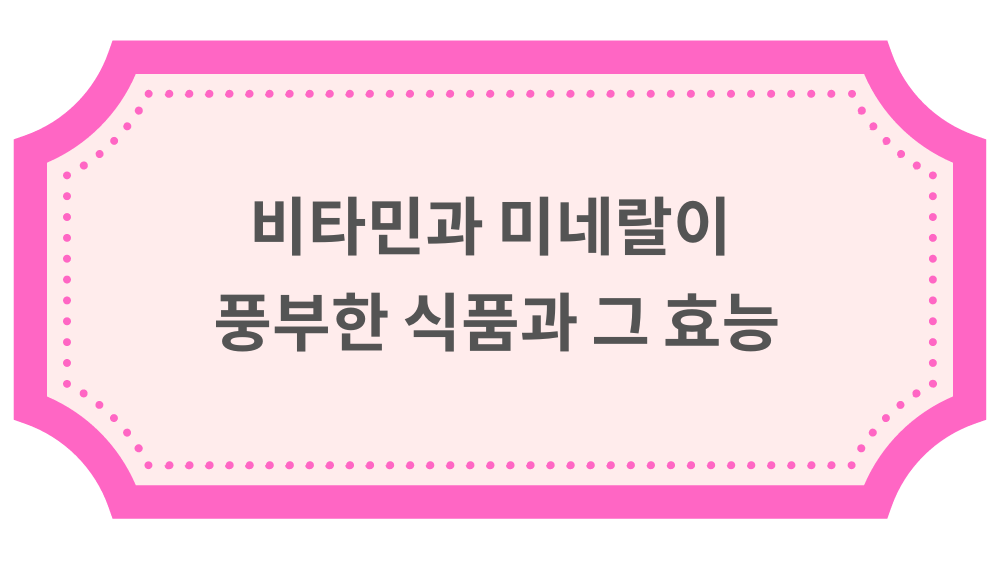 비타민과 미네랄이 풍부한 식품과 그 효능